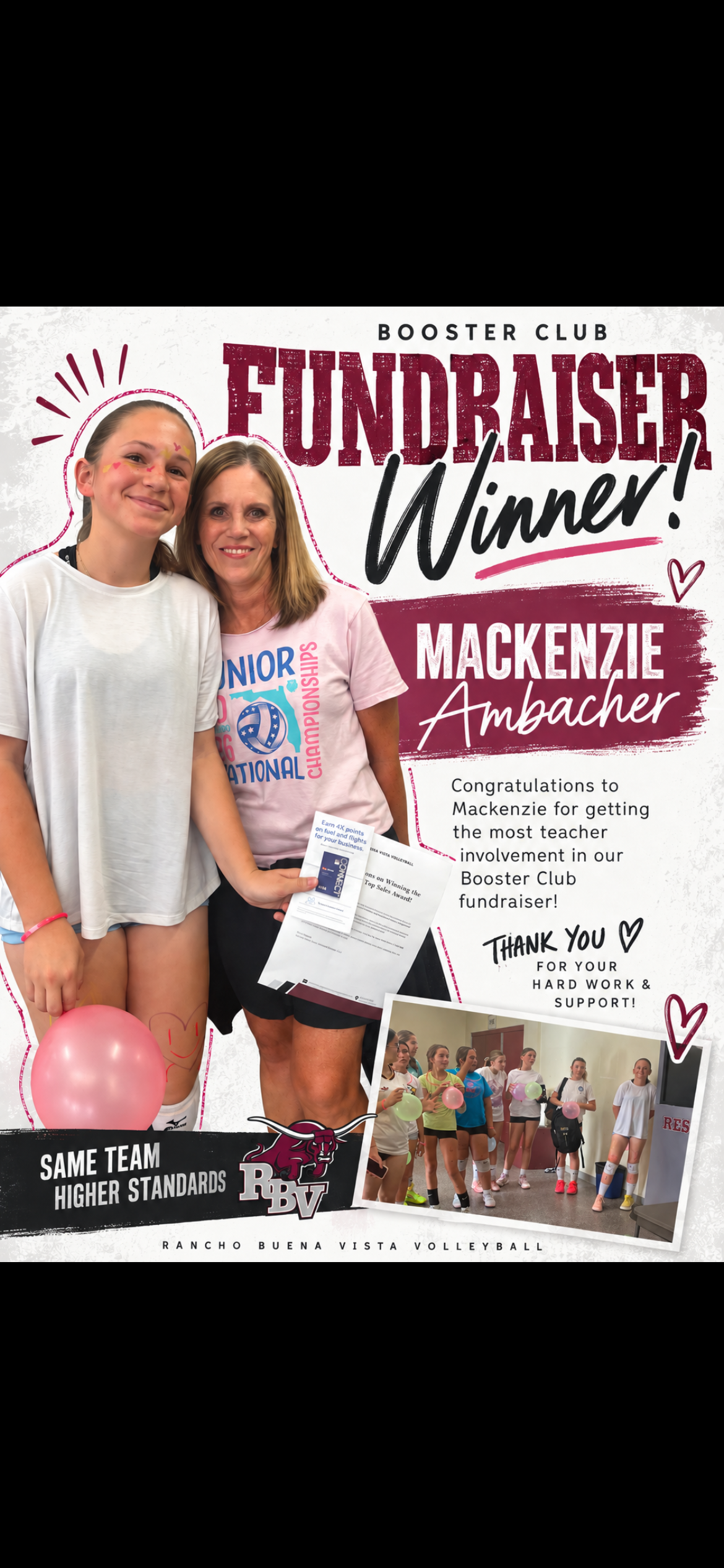 RBV Volleyball Booster Club fundraiser winner Mackenzie Ambacher